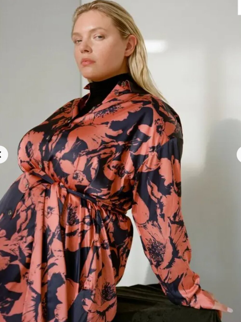 NWOT Pari Passu PlusSz 3C (US 16)Tammy Reiss Print Shirtdress Floral Orange Navy